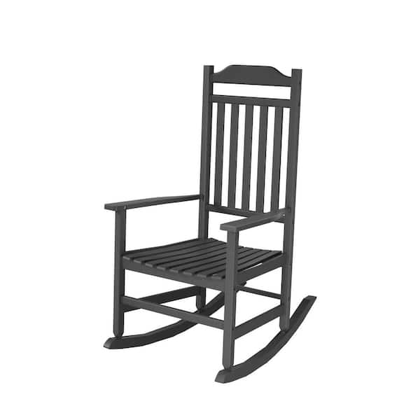 Black Plastic Outdoor Rocking Chair 104A-black - The Home Depot