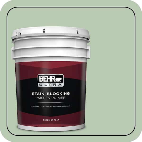 BEHR ULTRA 5 gal. #S400-3 Healing Aloe Flat Exterior Paint & Primer