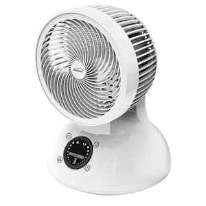6 in. 3-Speed Oscllating Desktop Fan with Timer and Remote Control in White