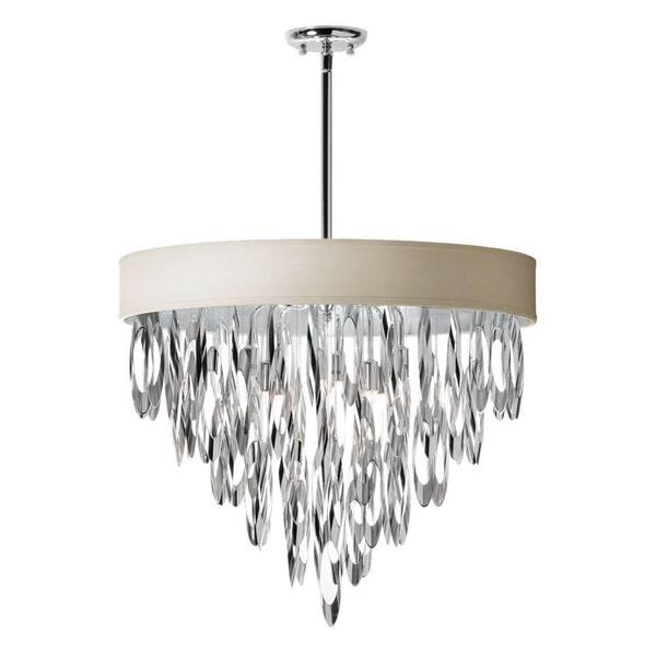 Radionic Hi Tech Allegro 8-Light Polished Chrome Chandelier with Pebble Shade