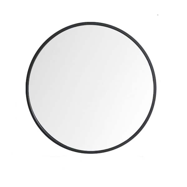 Unbranded 28 in. W x 28 in. H Large Round Framed Wall Mounted Bathroom Vanity Mirror Black