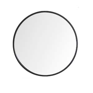 31.5 in. W x 31.5 in. H Large Round Framed Wall Mounted Bathroom Vanity Mirror Black