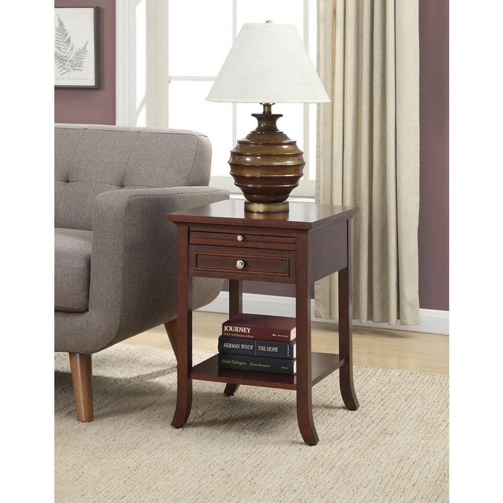 Heritage Logan Mahogany Wood End Table with Drawer and Slide