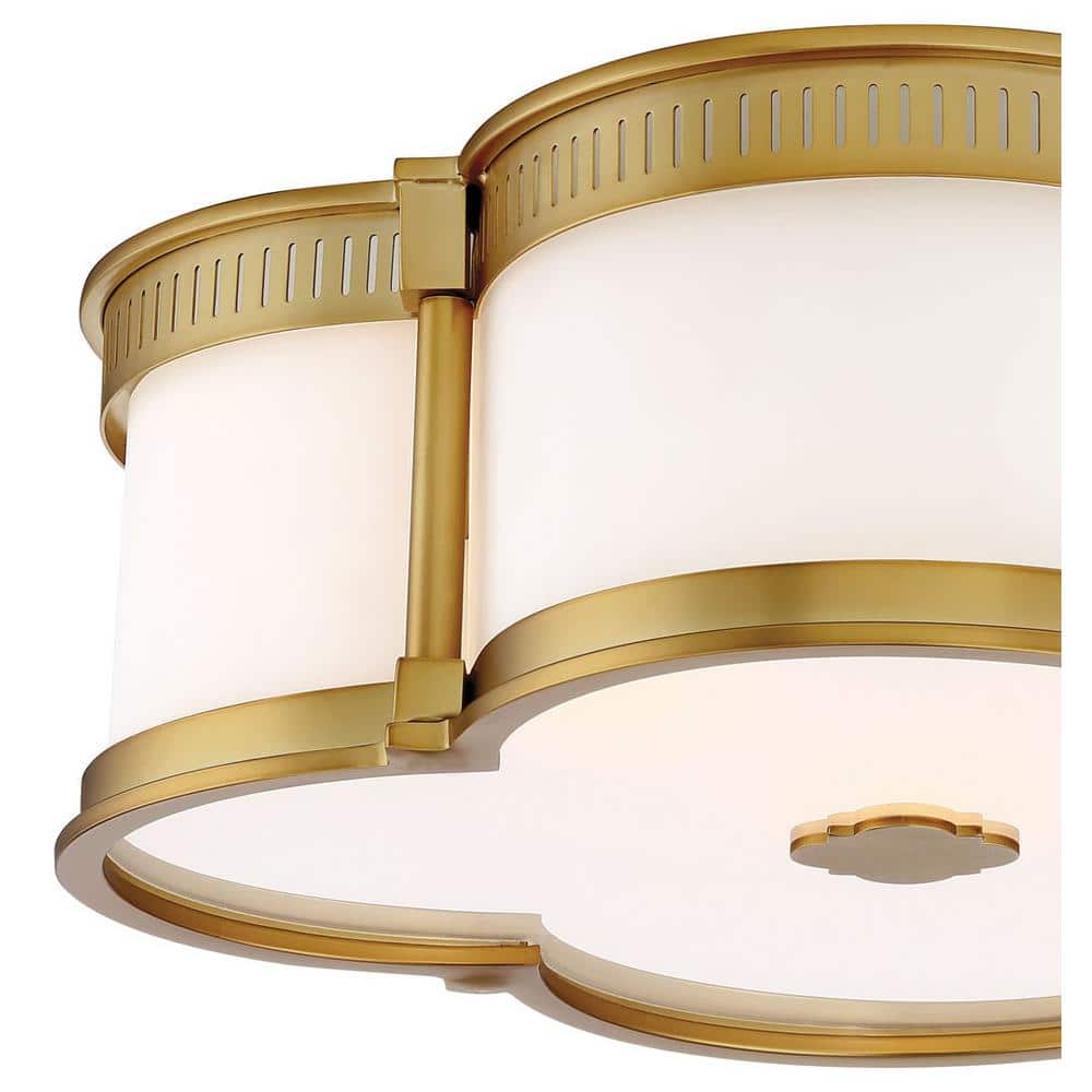 Liberty Gold LED Flush Mount Ceiling Light with Etched White Glass
