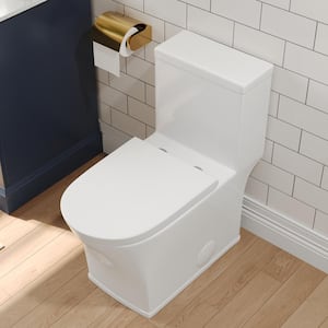 1-Piece 1.1/1.6 GPF Dual Flush Floor Mounted Elongated Toilet in White with Left Hand Trip Lever, Seat Included