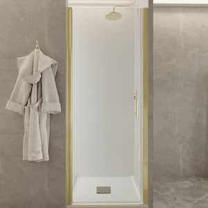 30-31 in. W x 72 in. H Pivot Frameless Swing Corner Shower Panel with Shower Door in Brushed Gold with Clear Glass