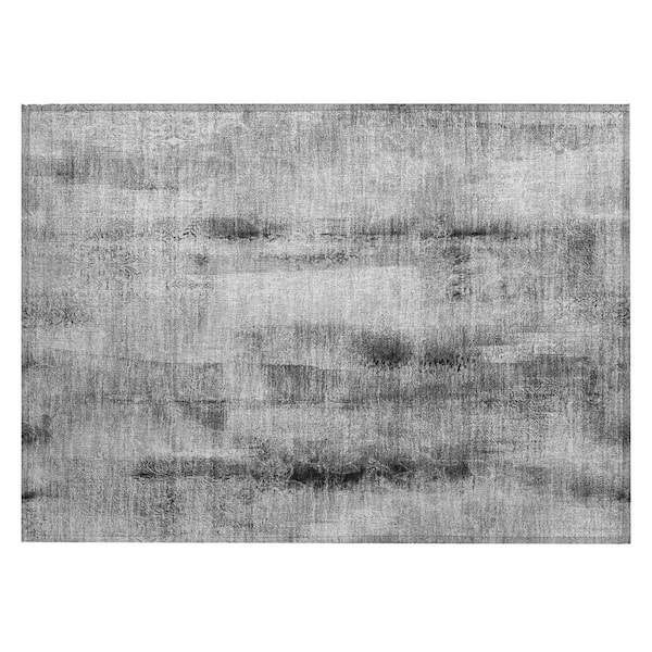 Gray 2 ft. x 3 ft. Woven Border Polyester Rectangle Indoor/Outdoor Area Rug
