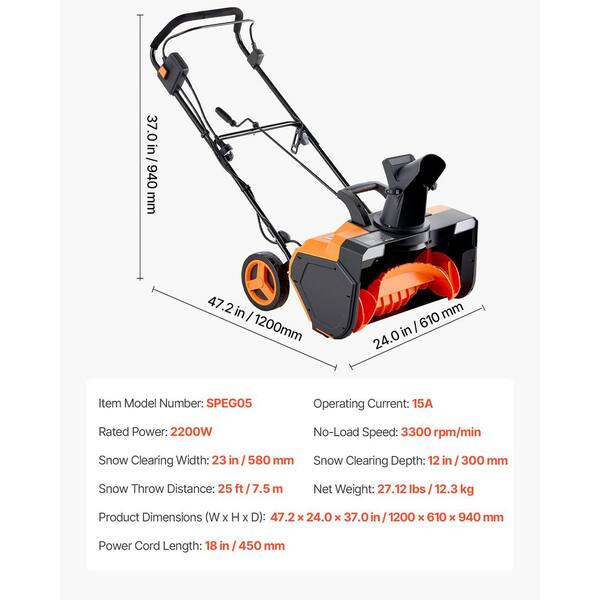Safstar Snow Blower, 20-Inch 15-AP Walk-Behind Snow Thrower W/LED Headlights & 180° Rotating