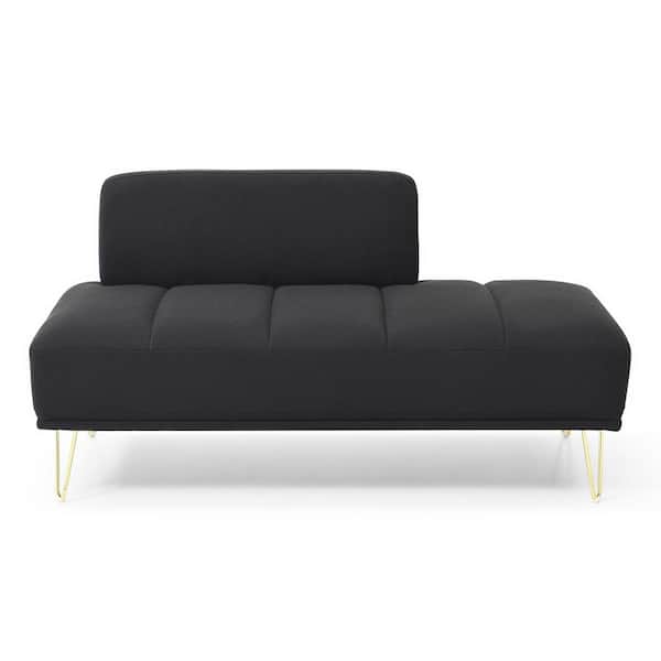 2-Seat Sofa Chair Teddy Velvet Couch Bedroom Bench in Black 56.3 in.