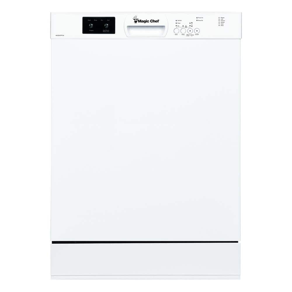 Magic Chef 24 in. White Front Control Built-in Stainless Steel Tall Tub Dishwasher