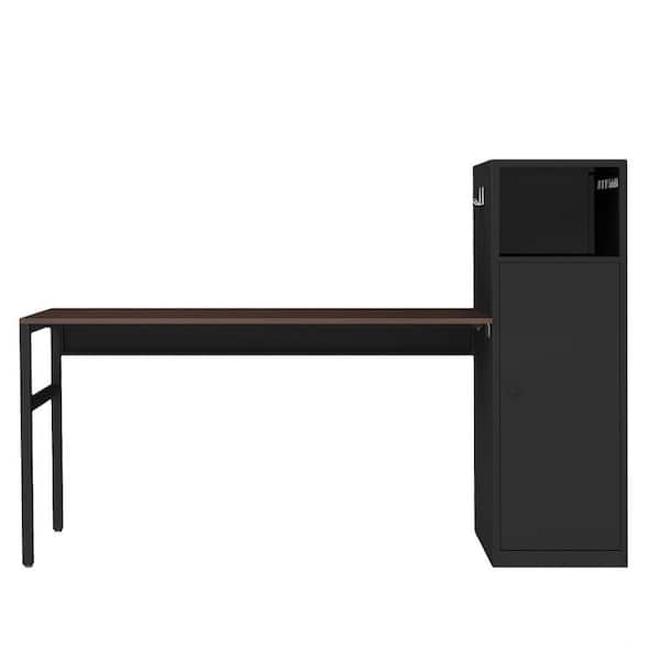 Unbranded 52.7 in. W Rectangle Black MDF Multi-Functions Computer Desk with Cabinet