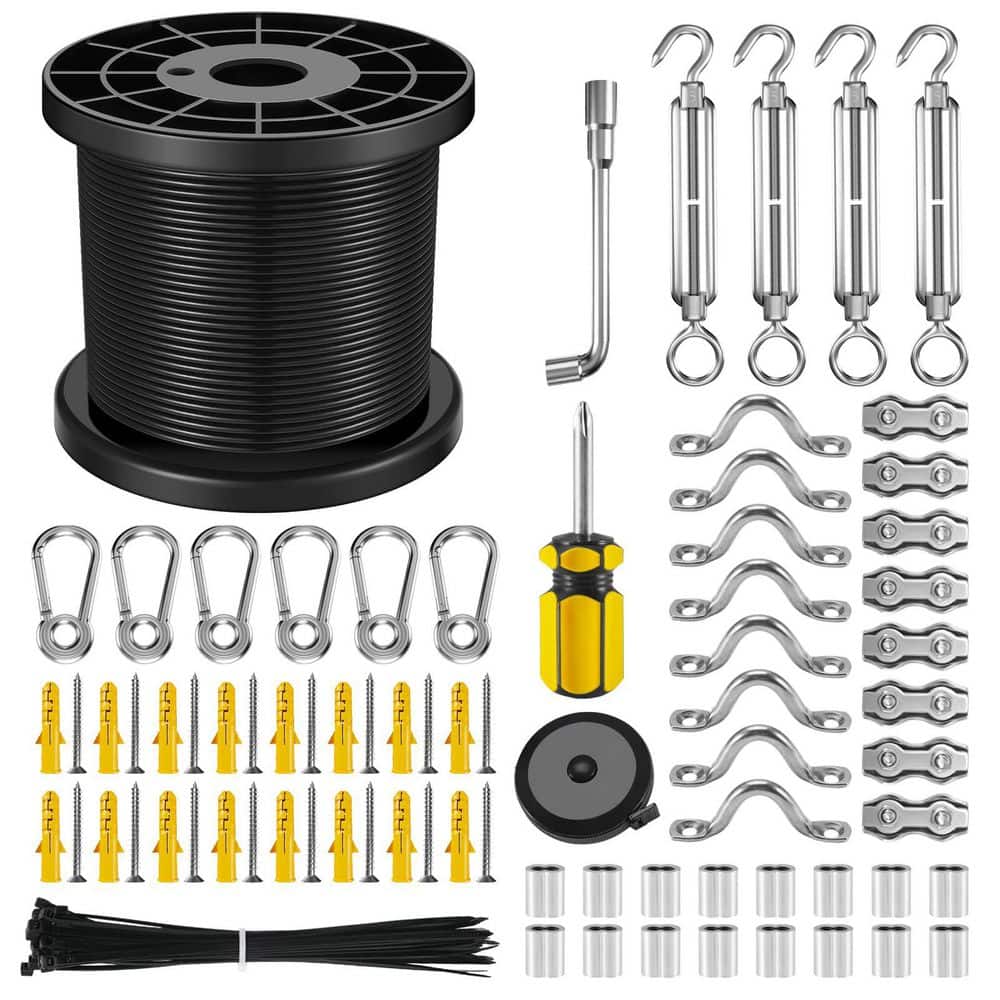 164Ft Vinyl Coated 304 Stainless Steel Cable String Light Hanging Kit with Turnbuckles and Hooks for Patio Backyard price history on PriceWatchPro