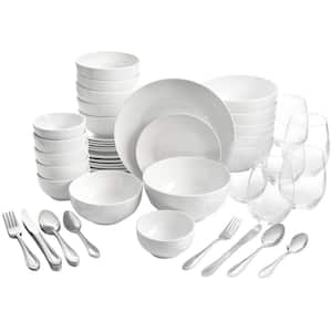 60-Piece Round Ceramic Dinnerware Combo Set in White Service of 6