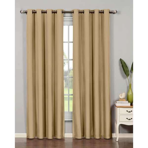 Bella Luna Semi-Opaque Emma Microfiber Room Darkening 54 in. W x 84 in. L Grommet Curtain Panel in Taupe