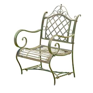 in.Stephania in. Antique Green Metal Armchair