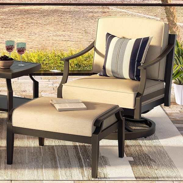 Tamarin 2-Piece Aluminum Outdoor Swivel Conversation Set with Echo Dune Sunbrella Cushions