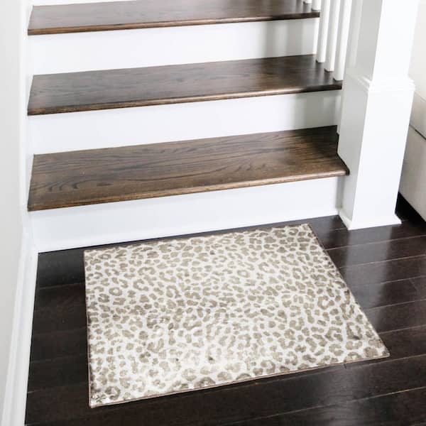 2 X 3 Beige Animal Print Runner Rug