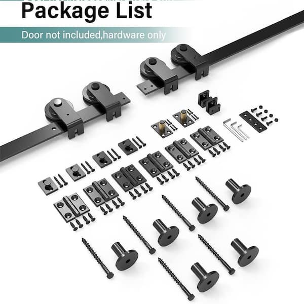 8 ft. /96 in. I Shape Frosted Black Top Mount Bi-Fold Sliding Barn Door Hardware Track Kit for 4-Doors