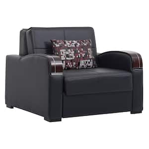 Daydream Collection Black Convertible Armchair with Storage
