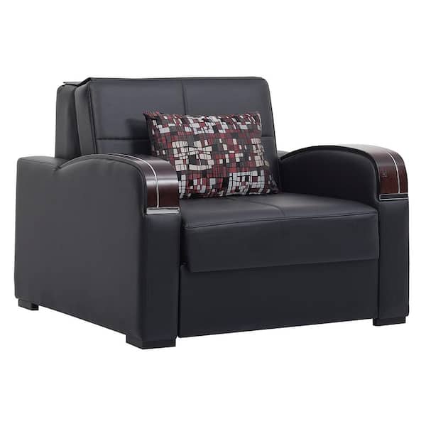 Ottomanson Daydream Collection Black Convertible Armchair with Storage
