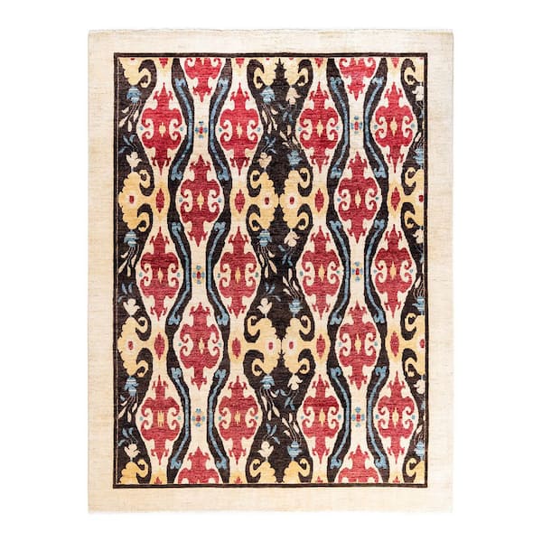 Eclectic 6 ft. x 9 ft. Ivory  Floral Wool Indoor Area Rug