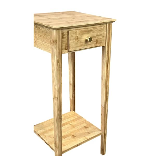 12 in. Square Black 27 in. Tall Square Wood End Table with Drawer and Shelf  VTTFT0099BK - The Home Depot