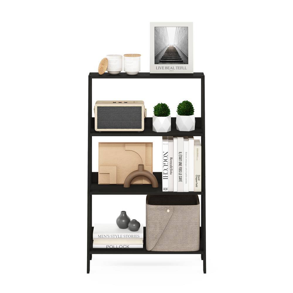 Espresso Wood 4-Tier Ladder Bookcase Display Shelf