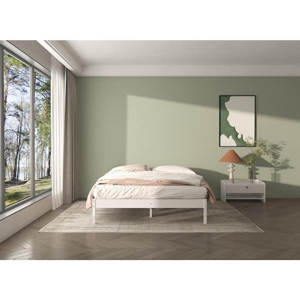 Dwell Home Inc Steven White Pine Basic Frame Full Platform Bed BD-BPL ...