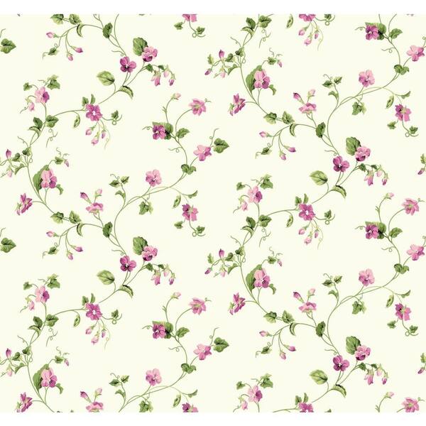 York Wallcoverings Waverly Cottage Sweet Violets Trail Wallpaper