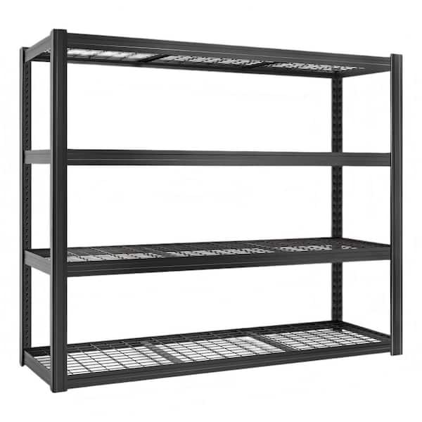4-Tiers Heavy Duty Metal Adjustable Garage Storage Shelving Unit in Black (70.8 in. W x 70.8 in. H x 23.6 in. D)