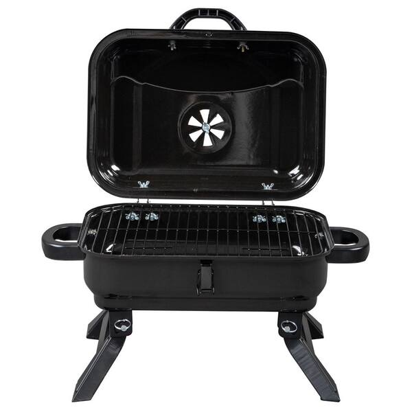 Unbranded Portable Charcoal Grill in Black Folding Tabletop