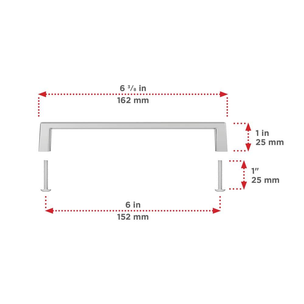 Chrome Modern Rectangular Cabinet and Drawer Pull Handle