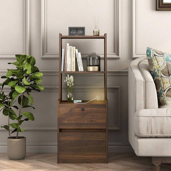 MDF Smart Nightstand Bedside Tables with Charging Station, Night