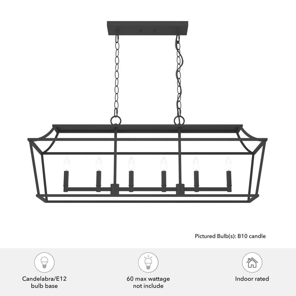 Laurel Ridge Natural Black Iron 6-Light Candle Chandelier