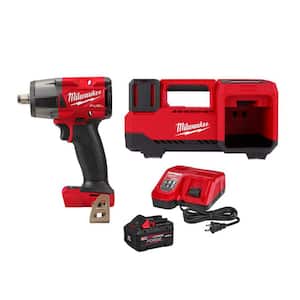 M18 FUEL Gen-2 18V Lithium-Ion Brushless Cordless Mid Torque 1/2 in. Impact Wrench w/ M18 Inflator & 8.0 Ah Starter Kit
