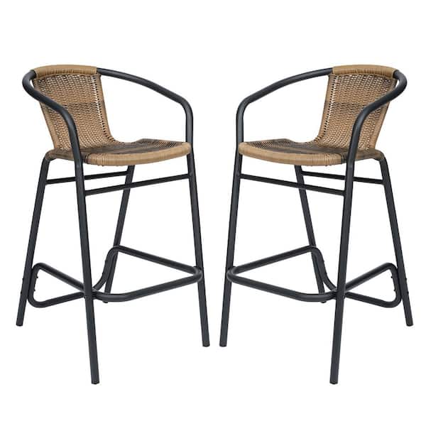 Limoges Medium Brown Metal Outdoor Bar Stool 2-Pack
