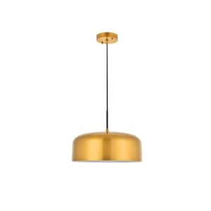 Timeless Home 13.8 in. 1-Light Satin Gold And Black Pendant Light, Bulbs Not Included