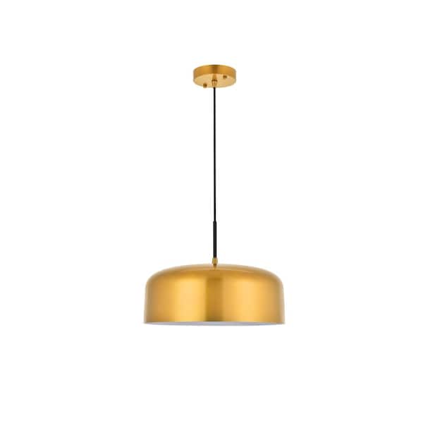 Unbranded Timeless Home 13.8 in. 1-Light Satin Gold And Black Pendant Light, Bulbs Not Included