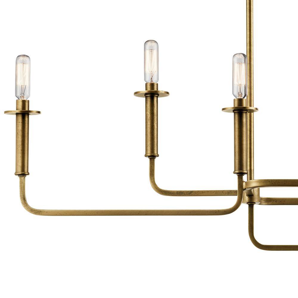 Elegant Brass 6-Candle Linear Chandelier, 11" x 17.5"