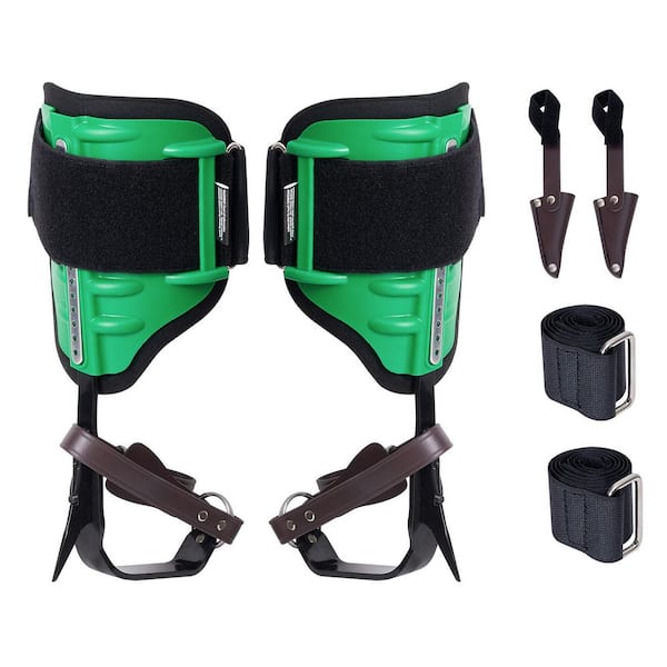 Tree Climbing Spikes, 1 Pair Alloy Steel Climbing Spurs, 350 lbs. Load Capacity Tree Climbing Gear with Straps, Green