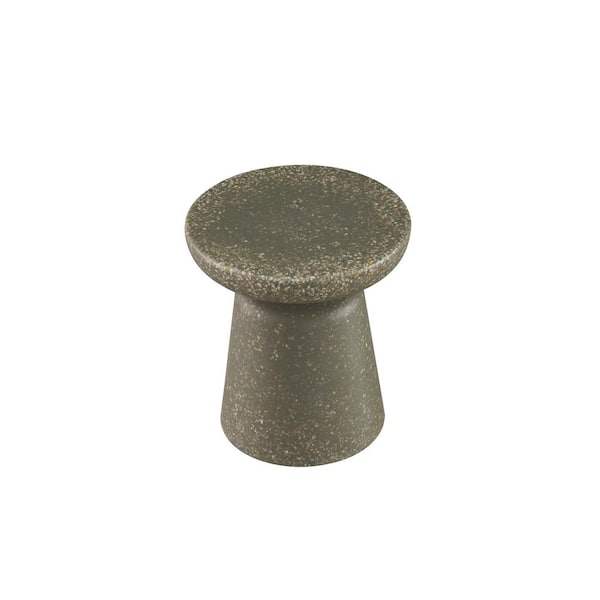 Zeus & Ruta 15 in. Dia x 17 in. Height Army Green Plastic Outdoor Round Side Table for Garden, Balcony, Porch, Lawn