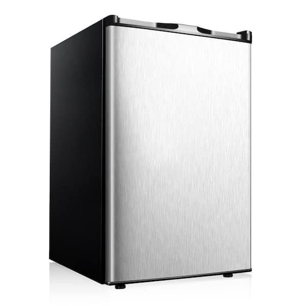 20 in. 3.0 cu. ft. Compact Mini Refrigerator with Removable shelves and Upright Freezer in Grey Stainless Steel