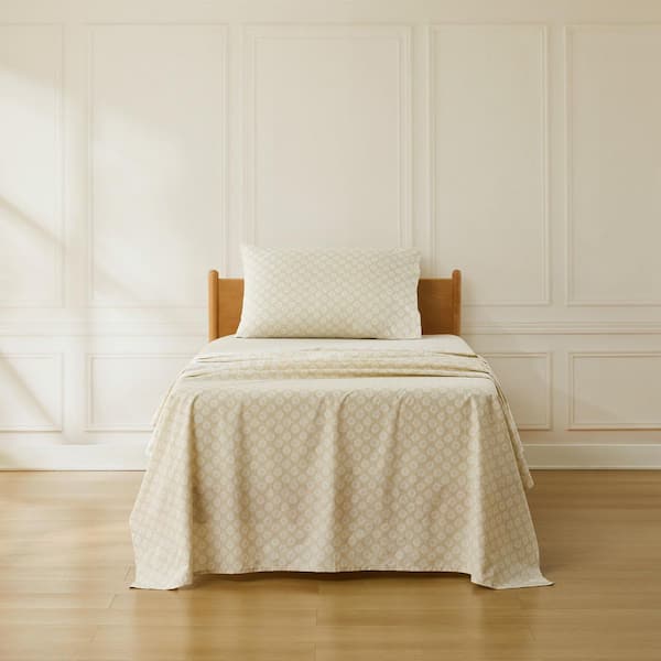 Sophie Cotton 3-Piece Set Neutral Damask Cotton Twin Sheet Set