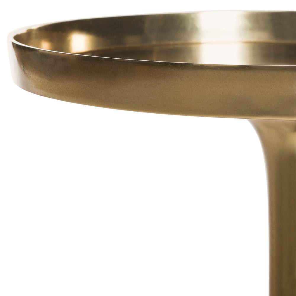 Corvus 16" Antique Brass Round Metal Side Table