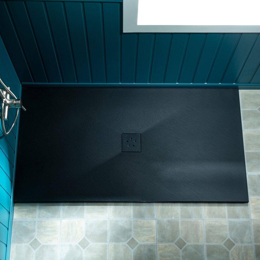 47.75 in. L x 36 in. W Alcove Shower Pan Base with Center Drain in Black price history on PriceWatchPro