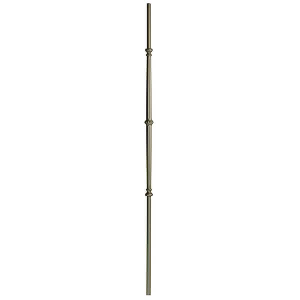 WM Coffman 44 in. x 5/8 in. Flat Black Round Venetian Fluted Bar with Knuckle Hollow Iron Baluster