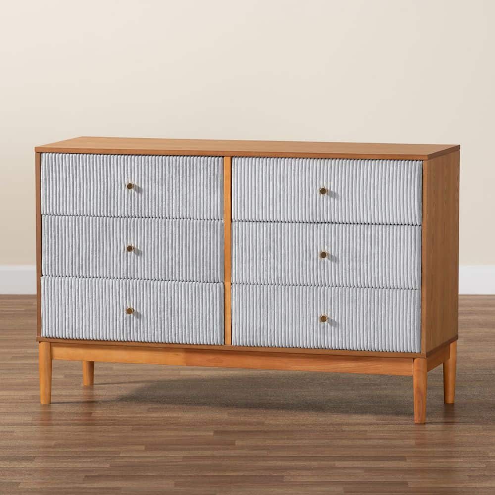 Front view of the Baxton Studio Taylin 6-drawer dresser.