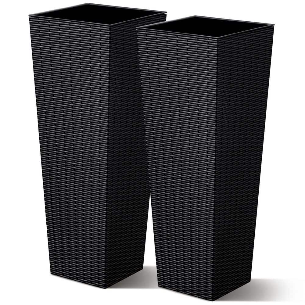 32 in. Black Plastic Tall Square Planter (Set of 2) price history on PriceWatchPro