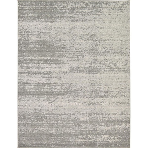 Unbranded Gray Polypropylene 6 ft. x 9 ft. Solid Color Indoor Area Rug