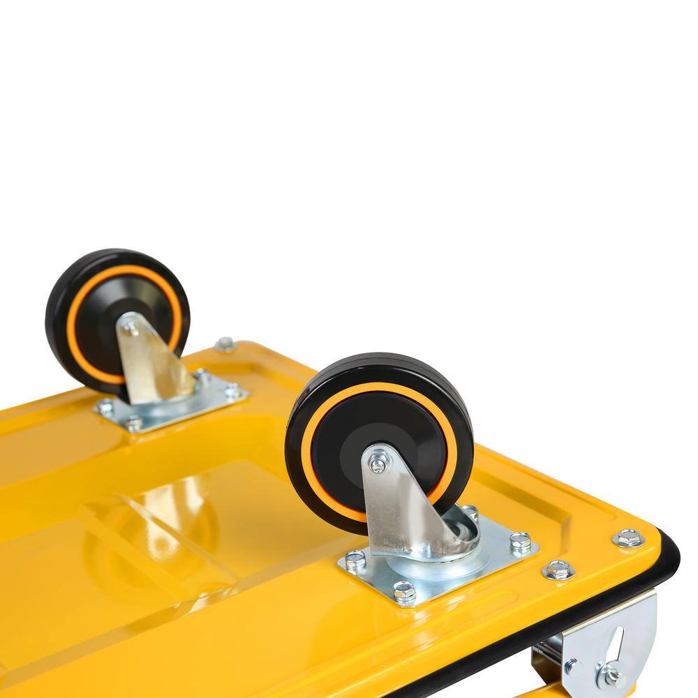Yellow Steel Folding Platform Hand Truck with Rubber Wheels
